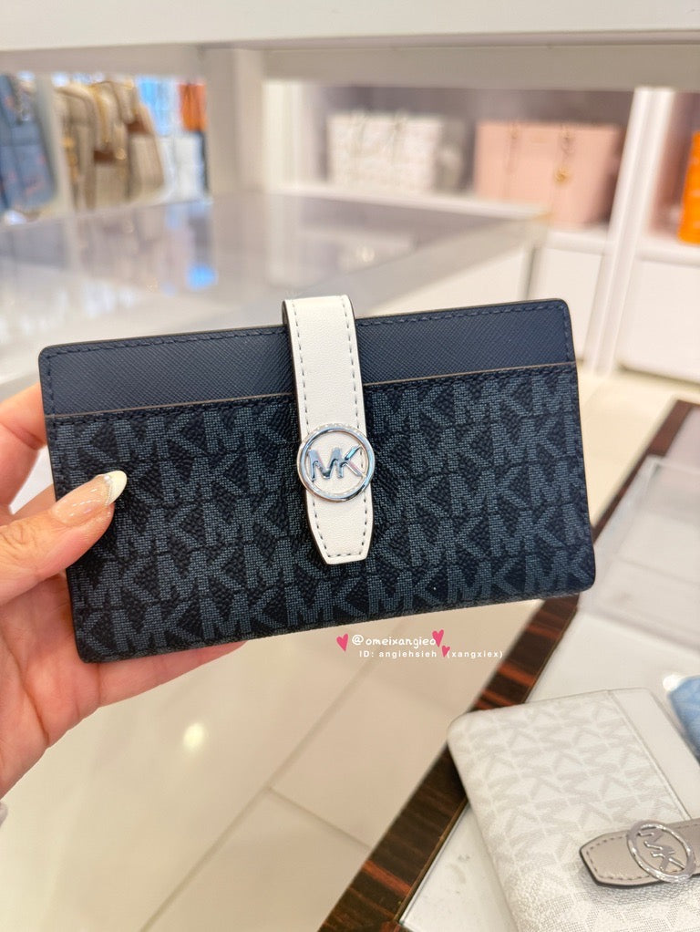 Michael kors MK 扣式 防刮皮革中夾 卡夾