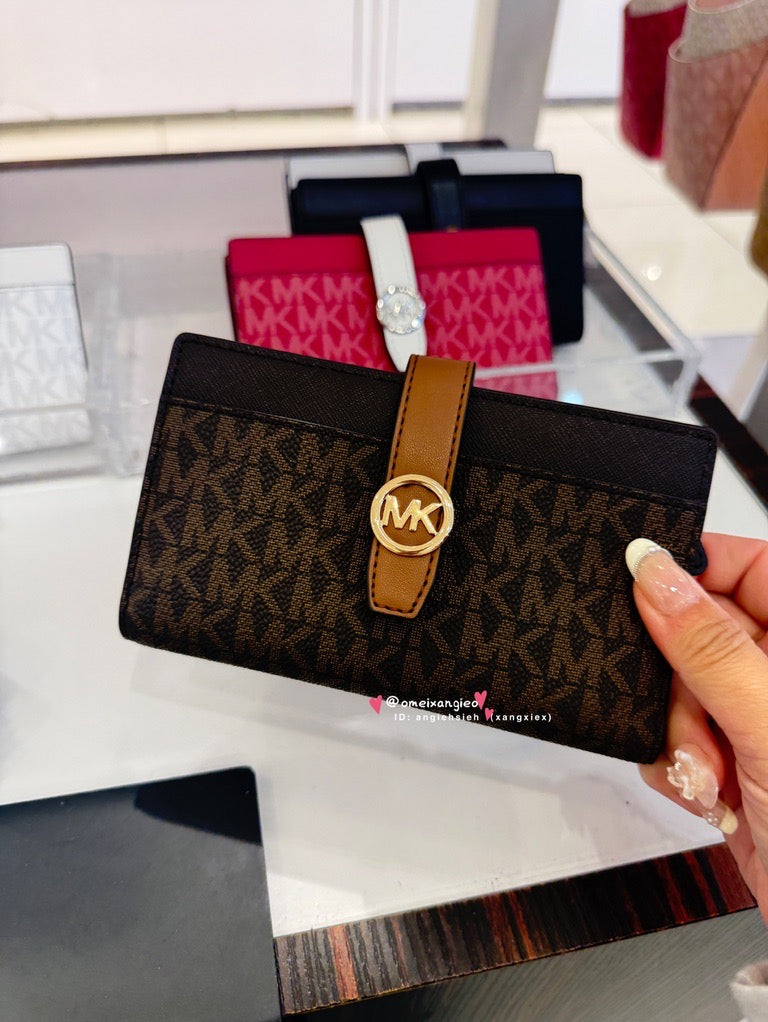 Michael kors MK 扣式 防刮皮革中夾 卡夾