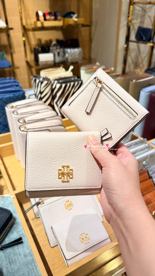 Tory Burch Britten 粉色三折小短夾