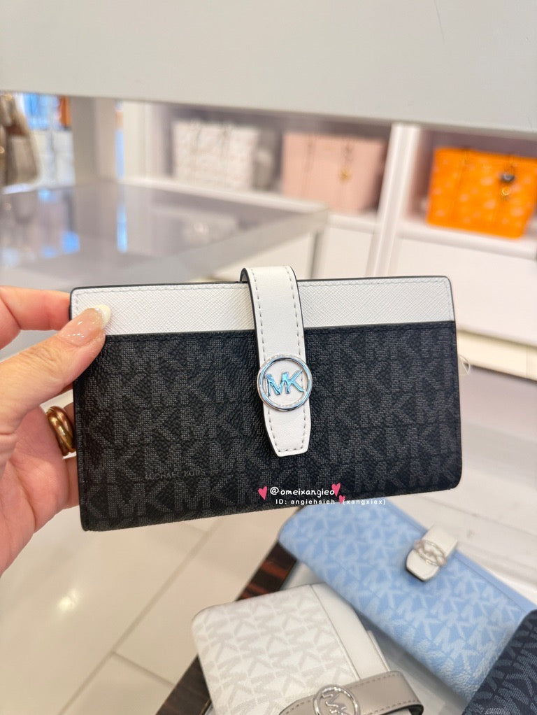 Michael kors MK 扣式 防刮皮革中夾 卡夾