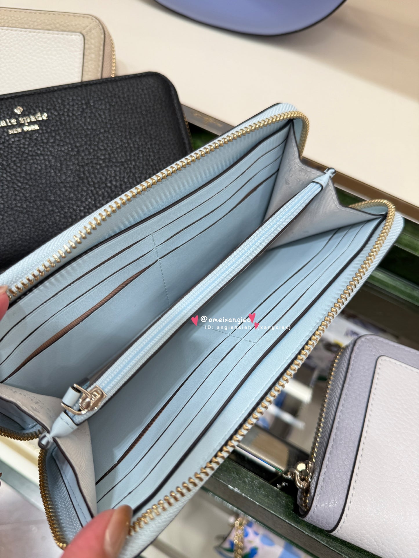 Kate Spade 荔枝皮革拉鏈長夾