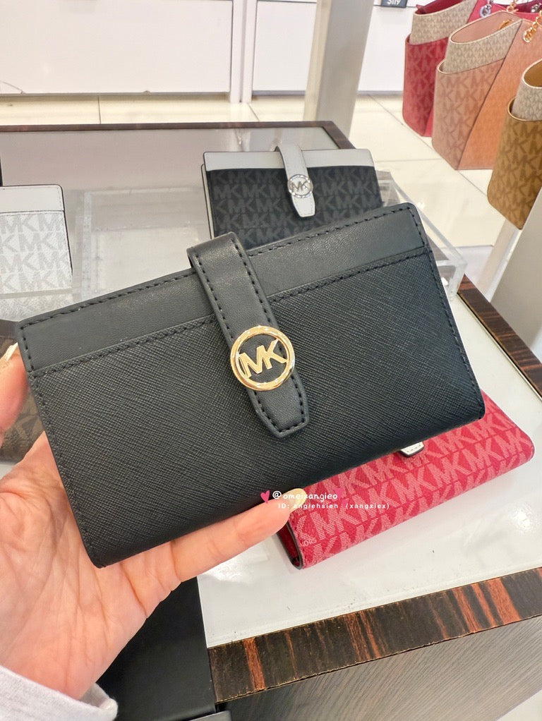 Michael kors MK 扣式 防刮皮革中夾 卡夾