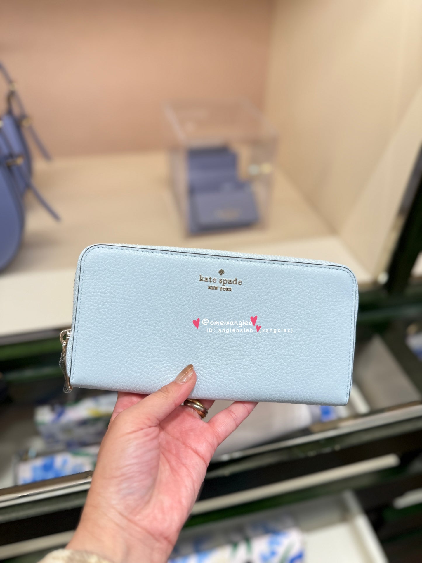 Kate Spade 荔枝皮革拉鏈長夾