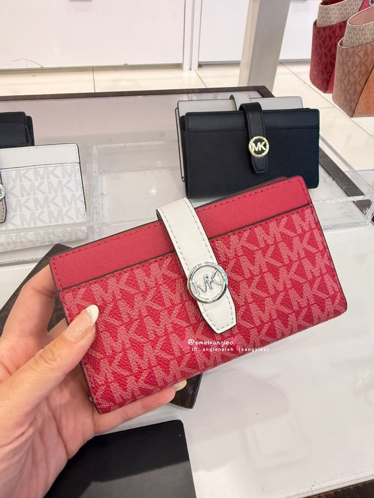 Michael kors MK 扣式 防刮皮革中夾 卡夾
