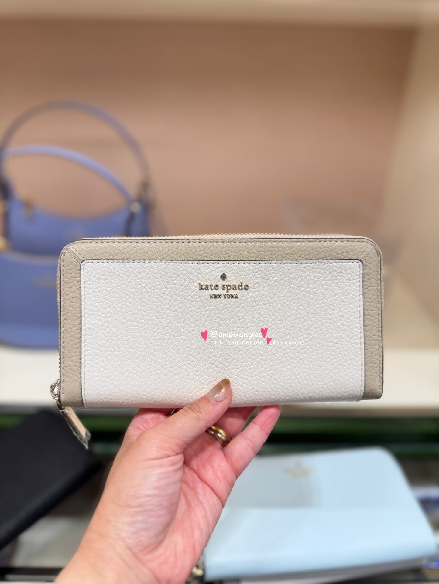 Kate Spade 荔枝皮革拉鏈長夾