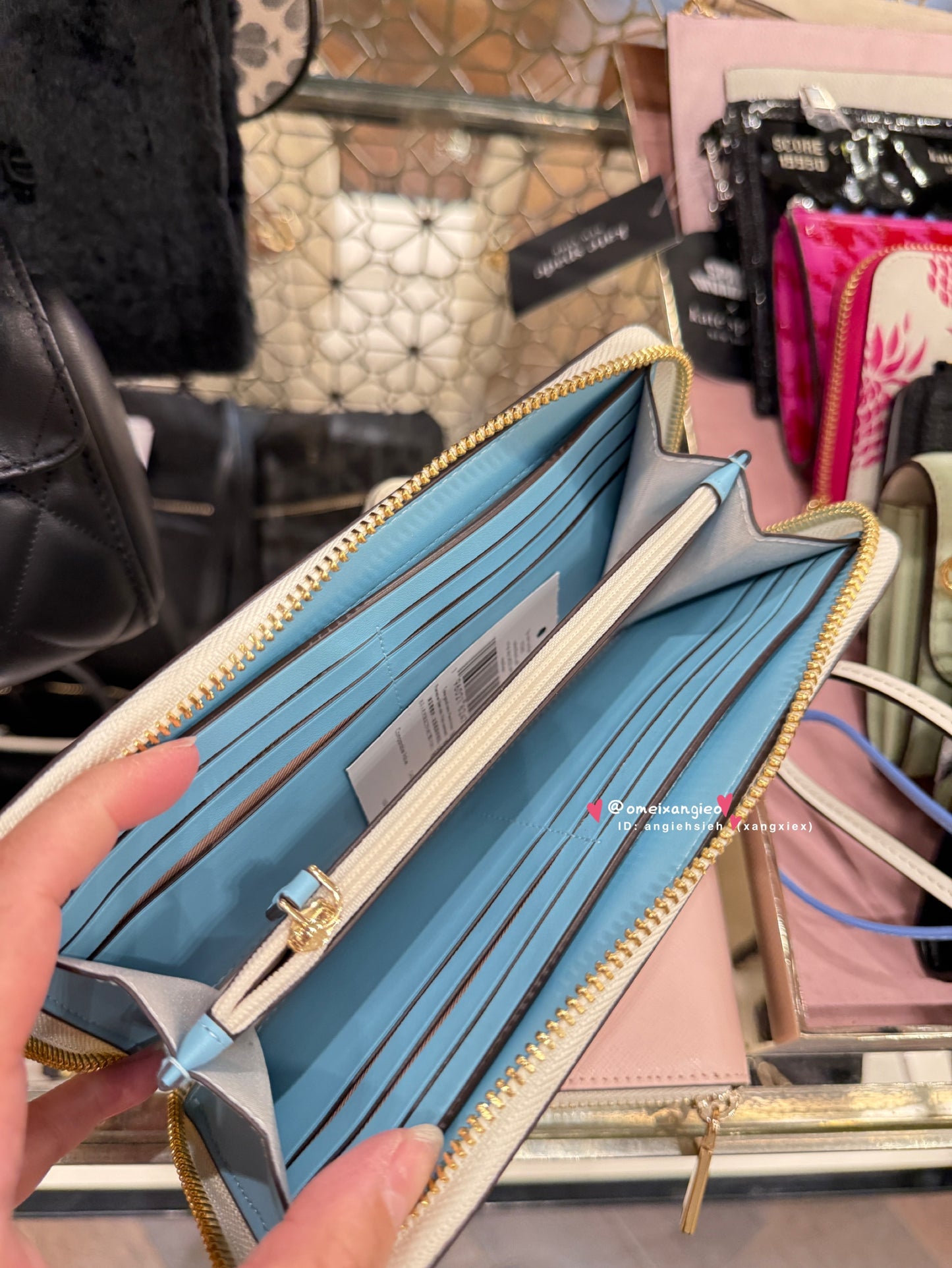 Kate Spade 防刮皮革雙色拉鏈長夾