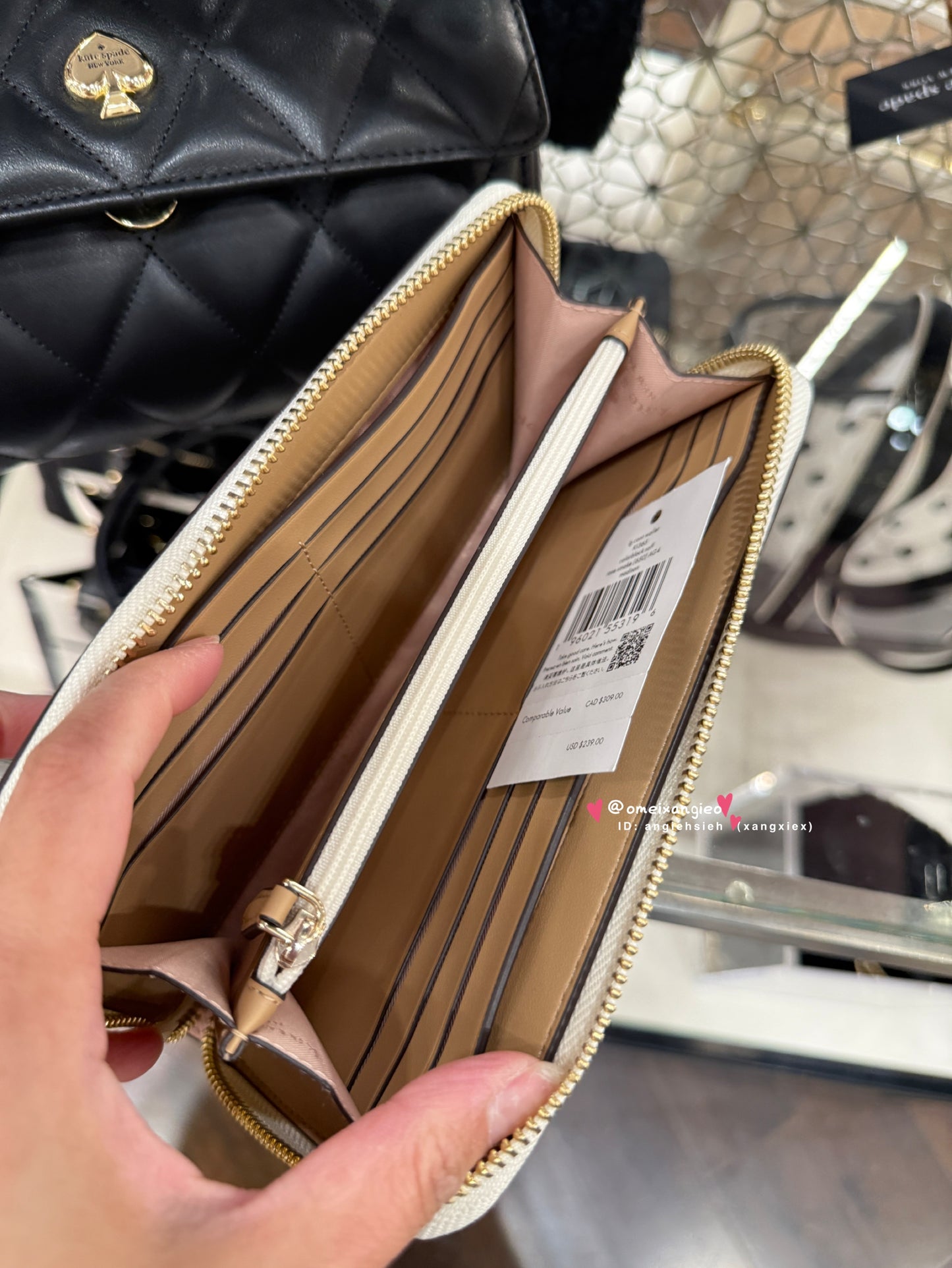 Kate Spade 防刮皮革雙色拉鏈長夾