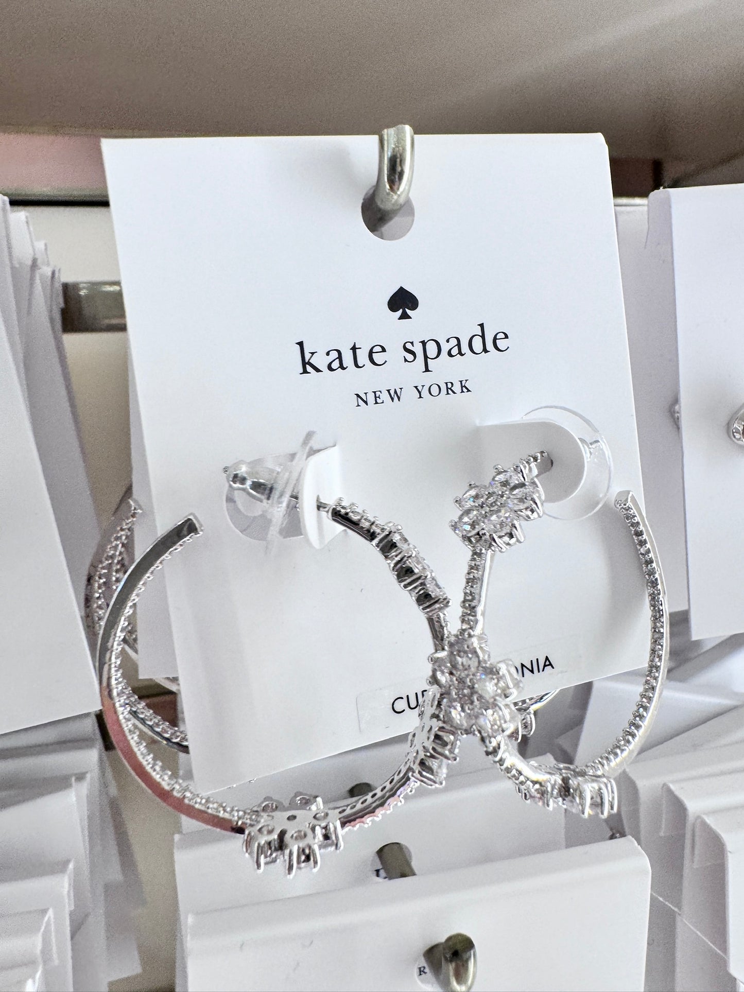 Kate Spade 花朵水鑽 大圈耳環