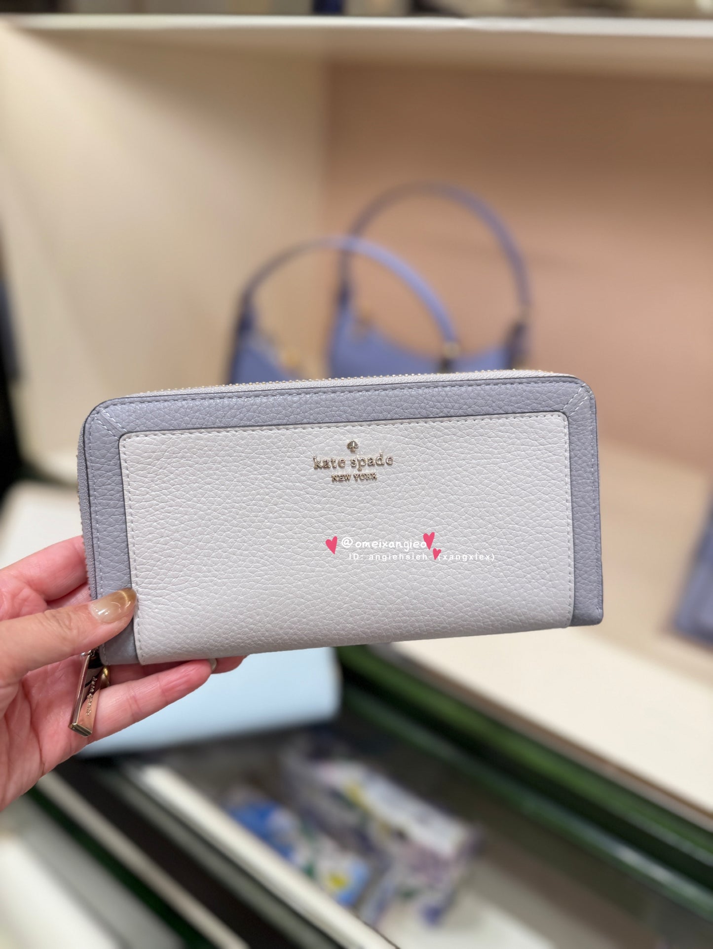 Kate Spade 荔枝皮革拉鏈長夾