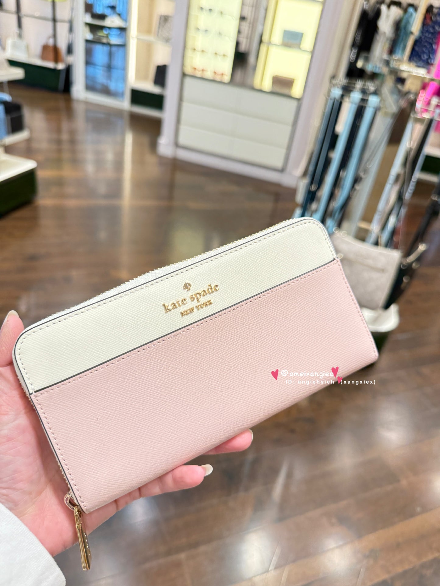 Kate Spade 防刮皮革雙色拉鏈長夾