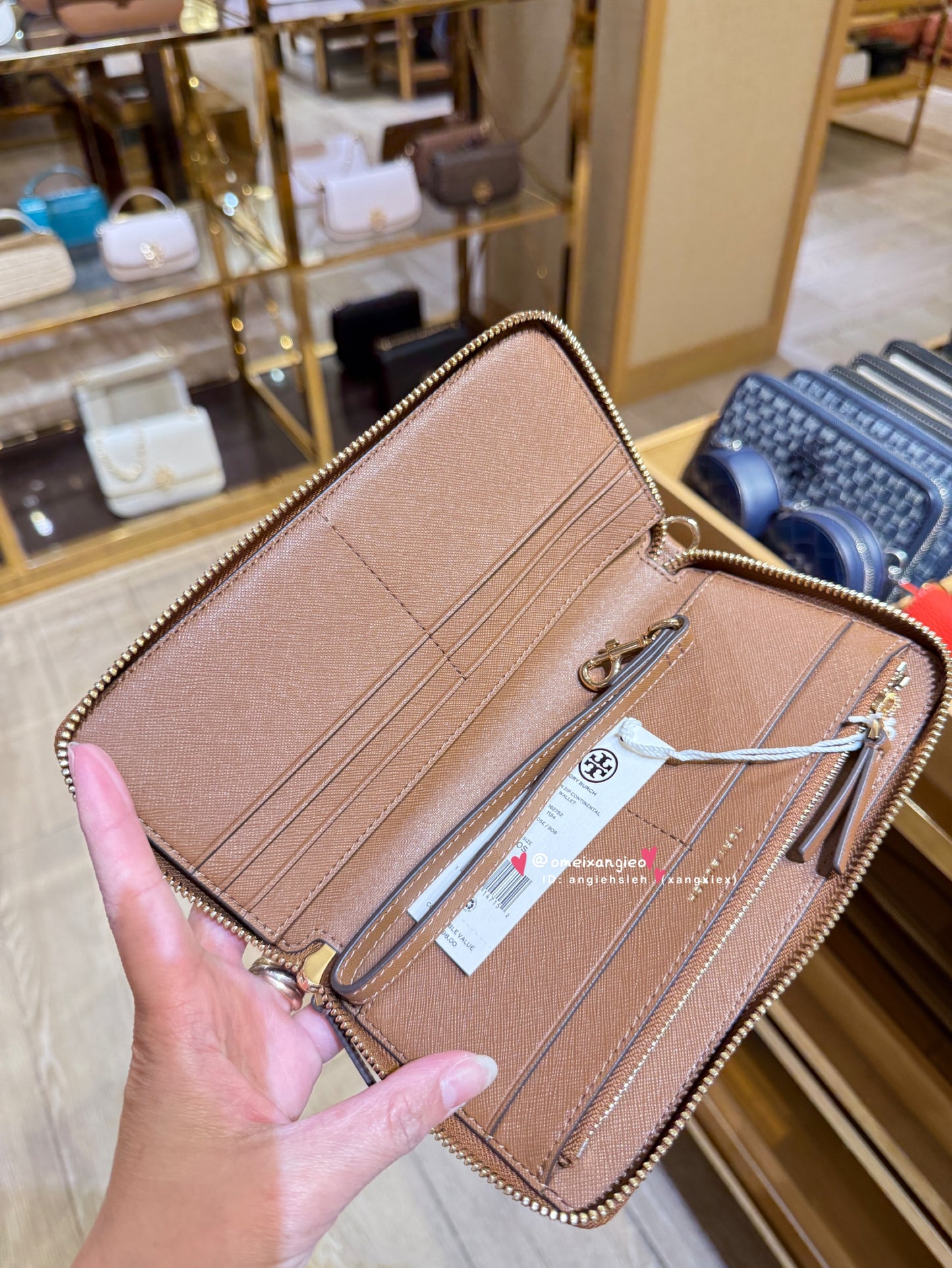 Tory Burch 防刮皮革 對開式拉鏈長夾 可手拿