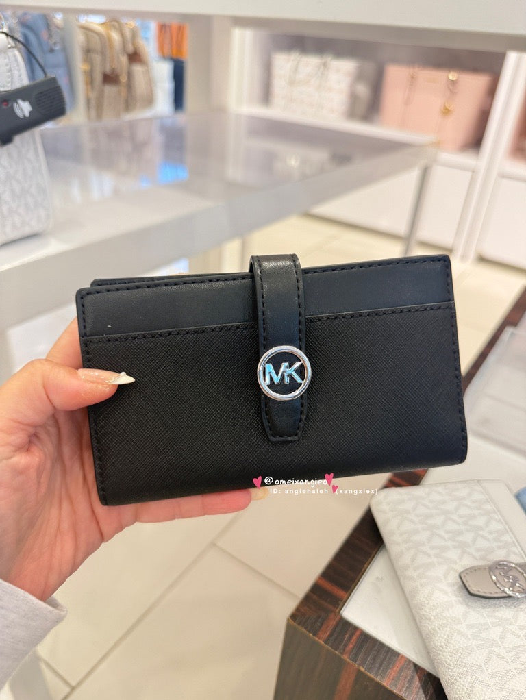 Michael kors MK 扣式 防刮皮革中夾 卡夾