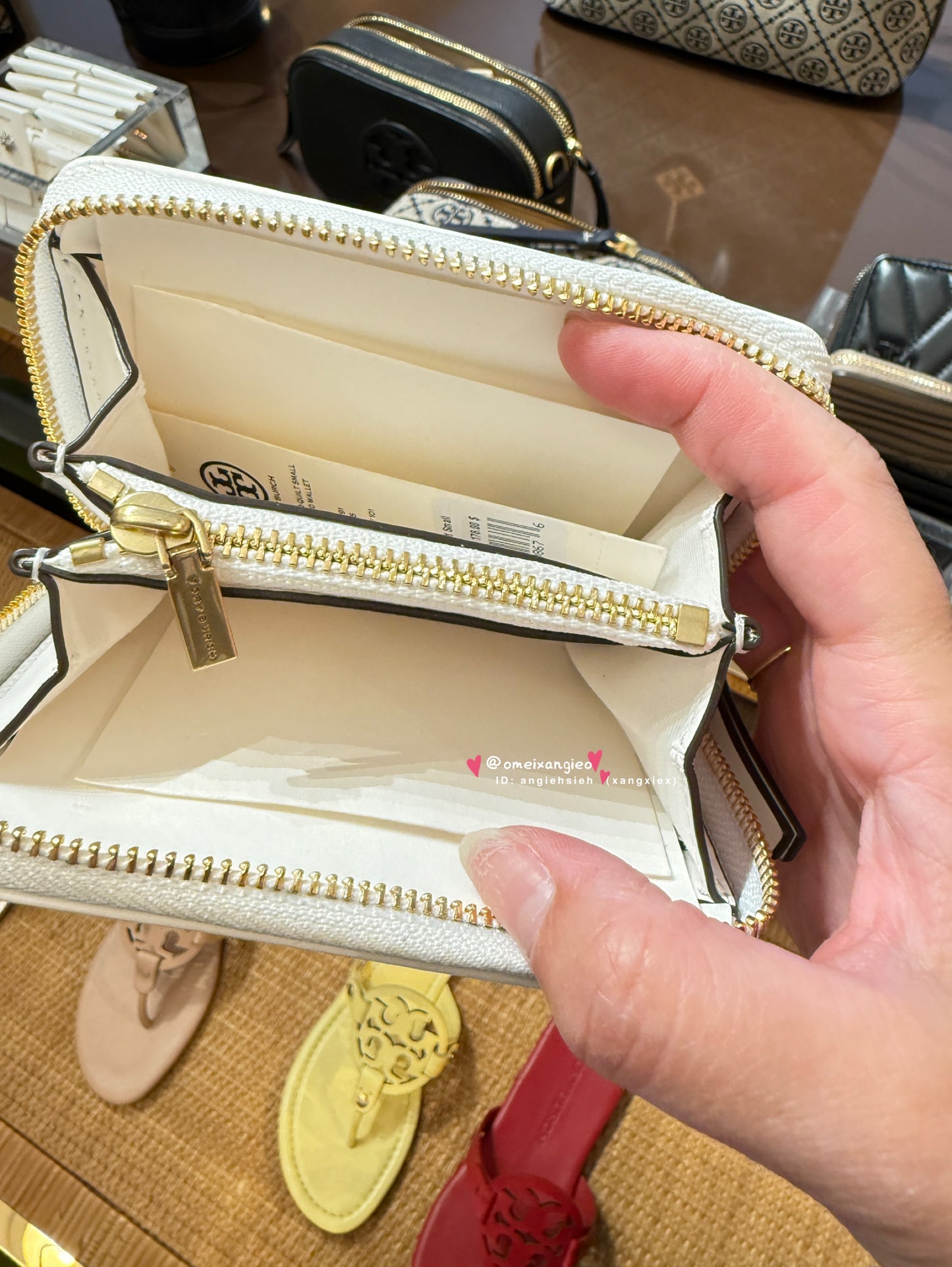Tory Burch Kira 白色拉鏈零錢包卡夾
