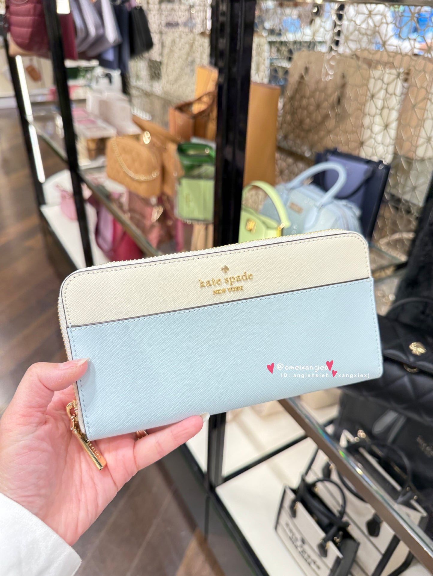 Kate Spade 防刮皮革雙色拉鏈長夾