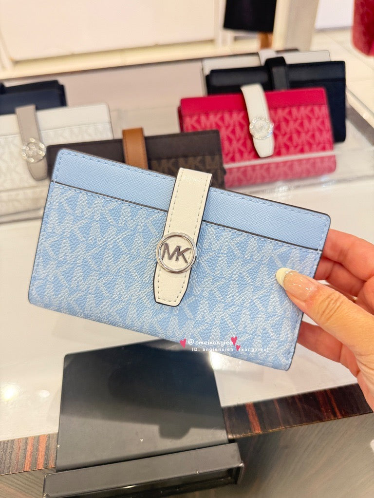 Michael kors MK 扣式 防刮皮革中夾 卡夾