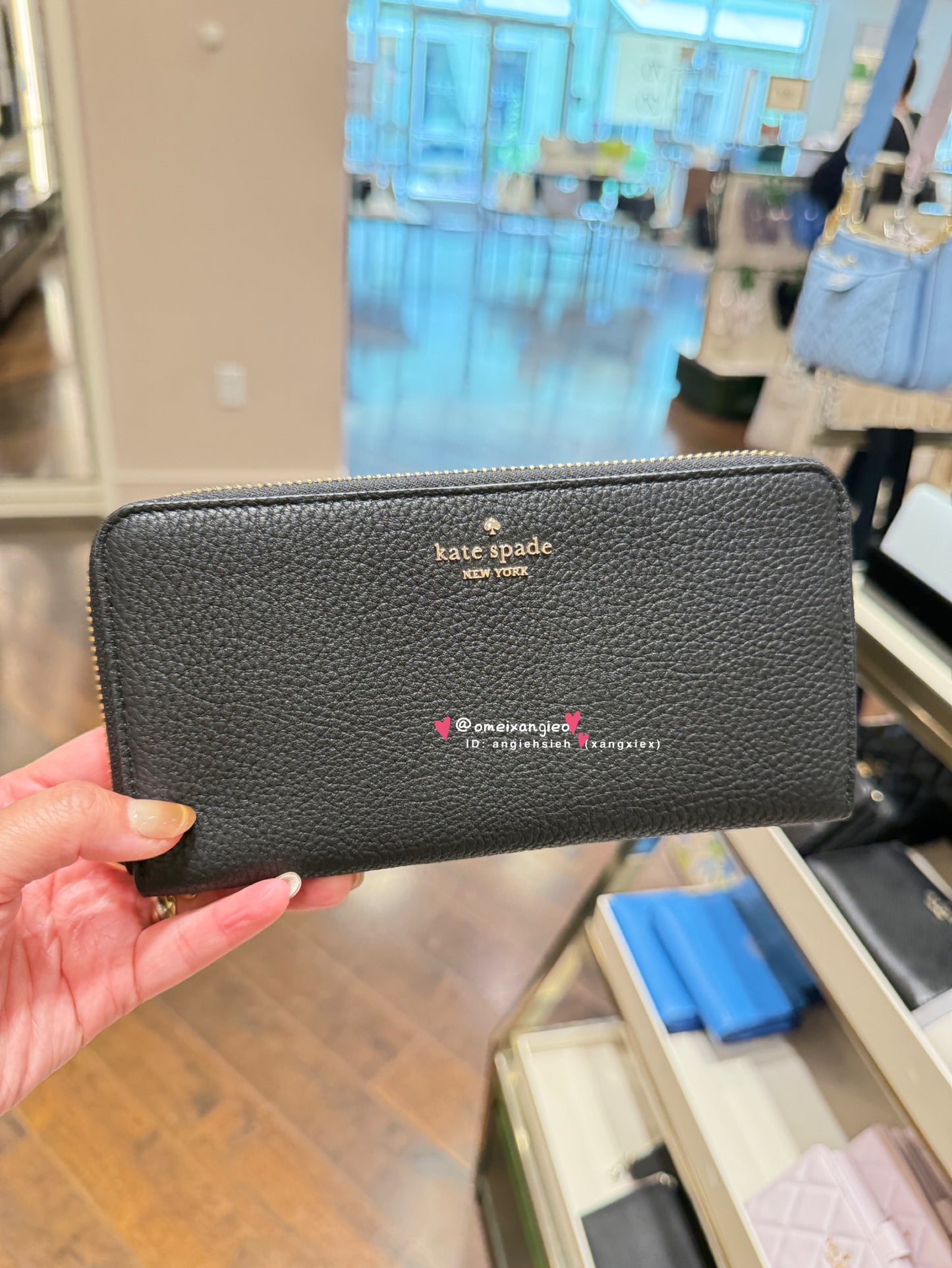 Kate Spade 荔枝皮革拉鏈長夾
