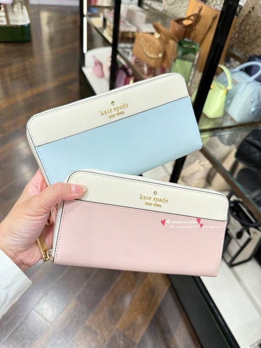 Kate Spade 防刮皮革雙色拉鏈長夾