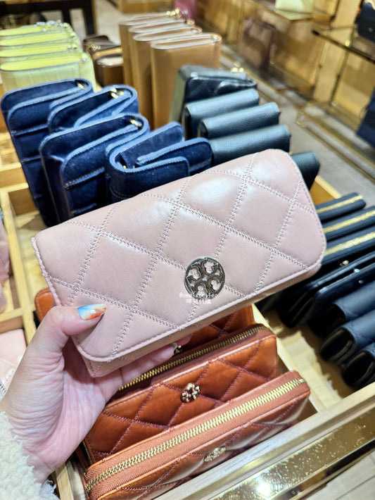 Tory Burch 粉色 出清款 Willa WOC 斜背長夾