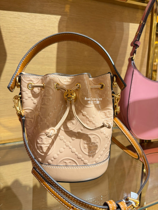 Tory Burch 專櫃款 立體壓紋迷你水桶包