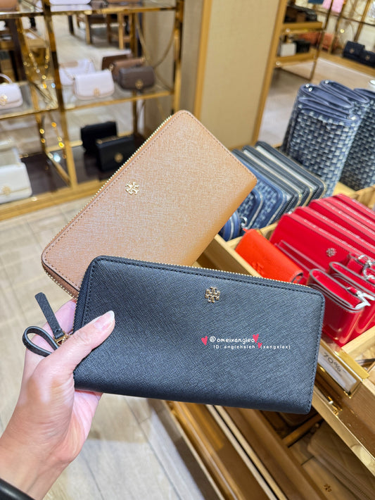 Tory Burch 防刮皮革 對開式拉鏈長夾 可手拿