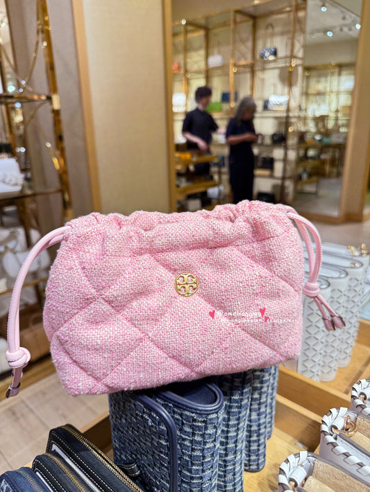 Tory Burch 粉色 Willa 抽繩福袋包 斜背包