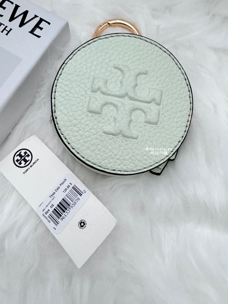 Tory Burch 薄荷綠 Thea 圓形零錢包掛飾