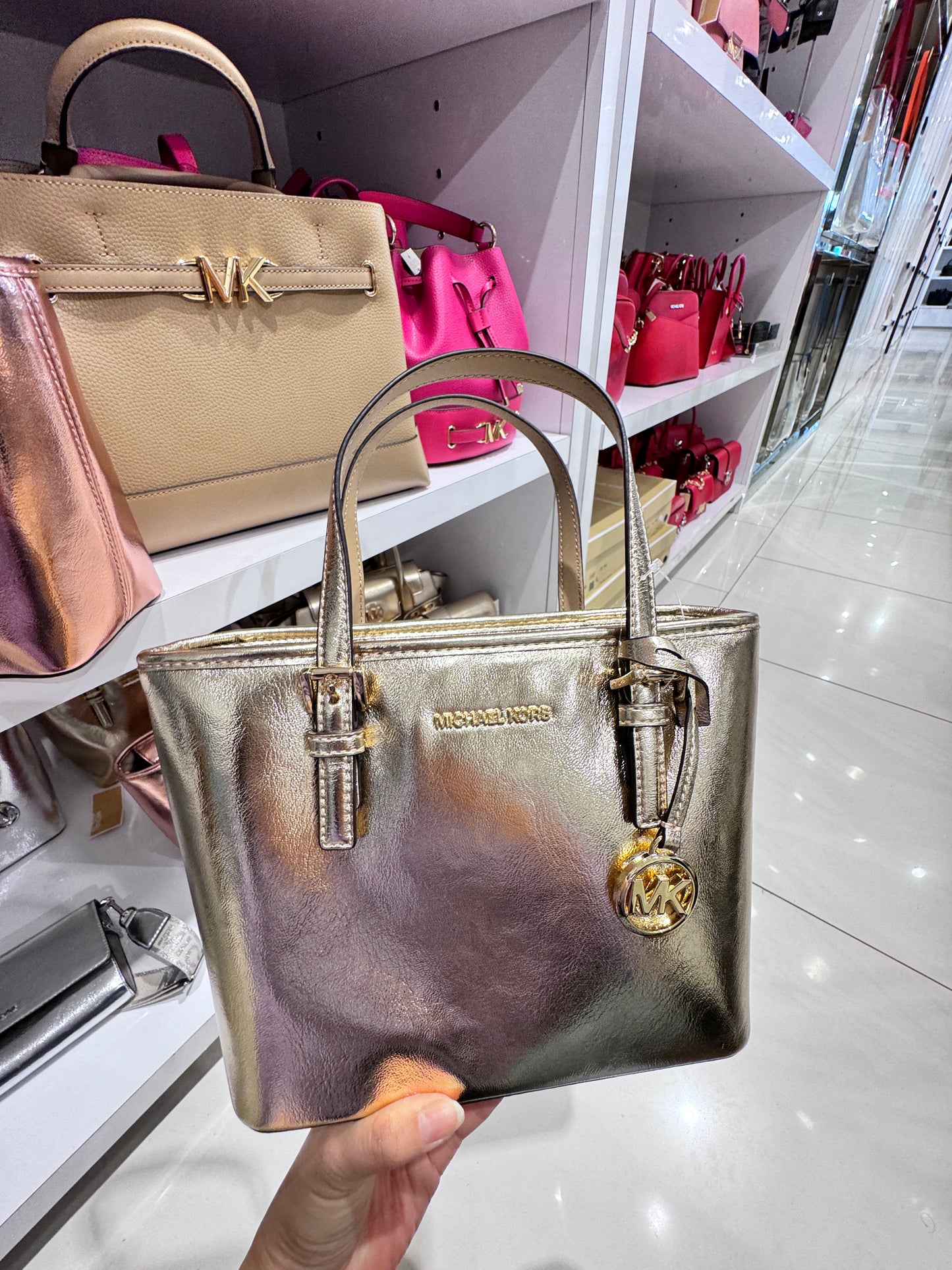 Michael Kors 金屬風 迷你拖特包