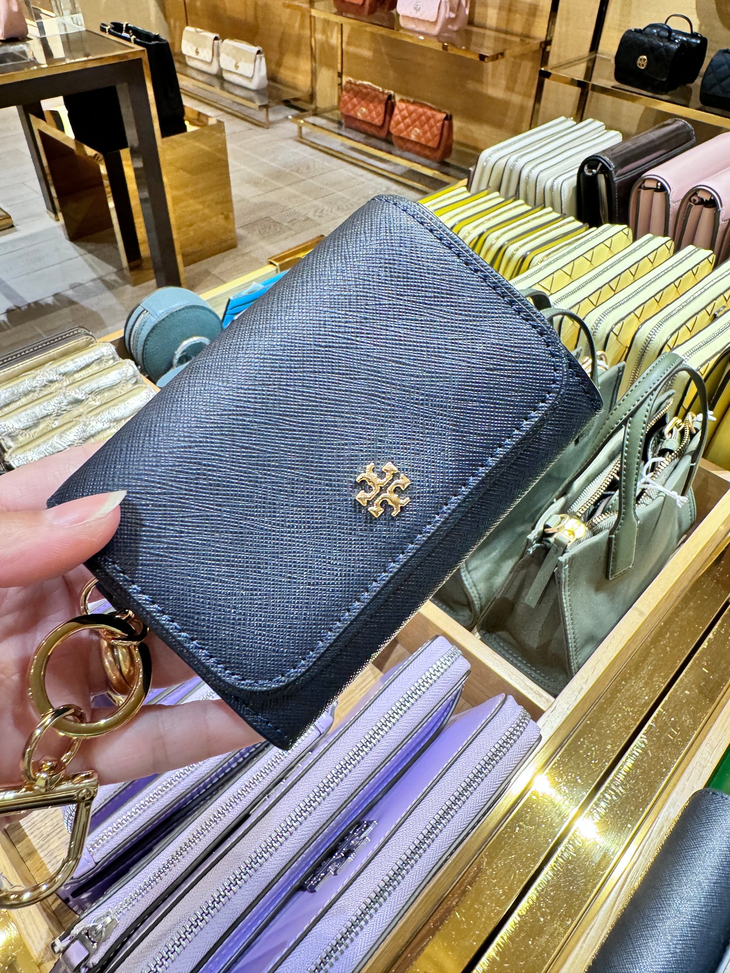 Tory Burch 防刮皮革 卡夾掛飾