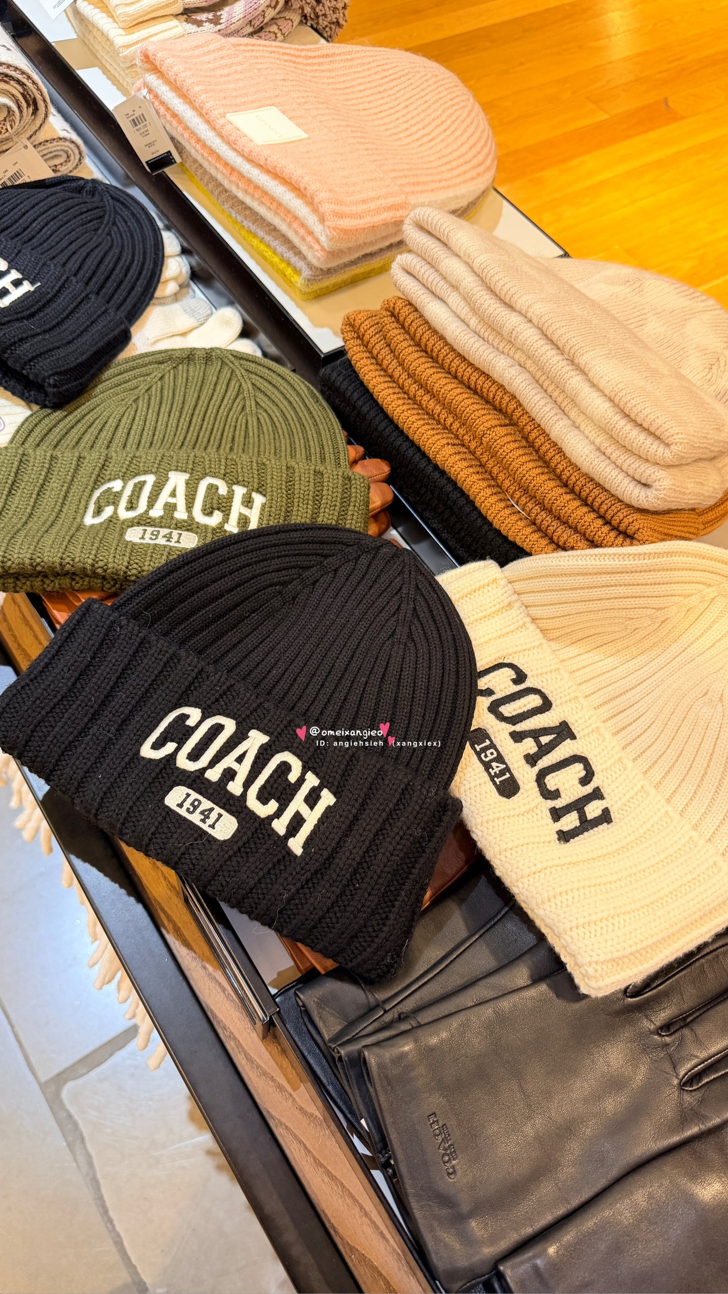 Coach 字母針織毛帽