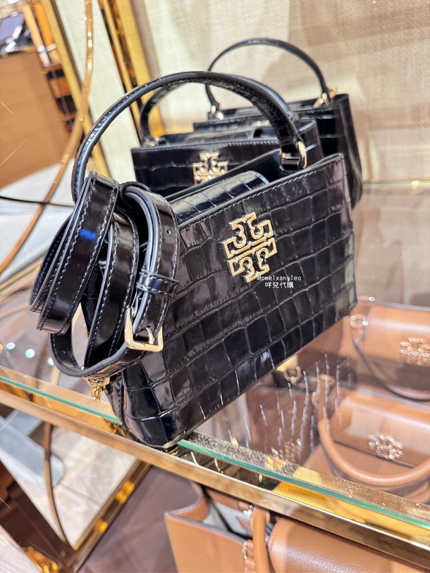 Tory Burch 鱷魚紋 梯形斜背包