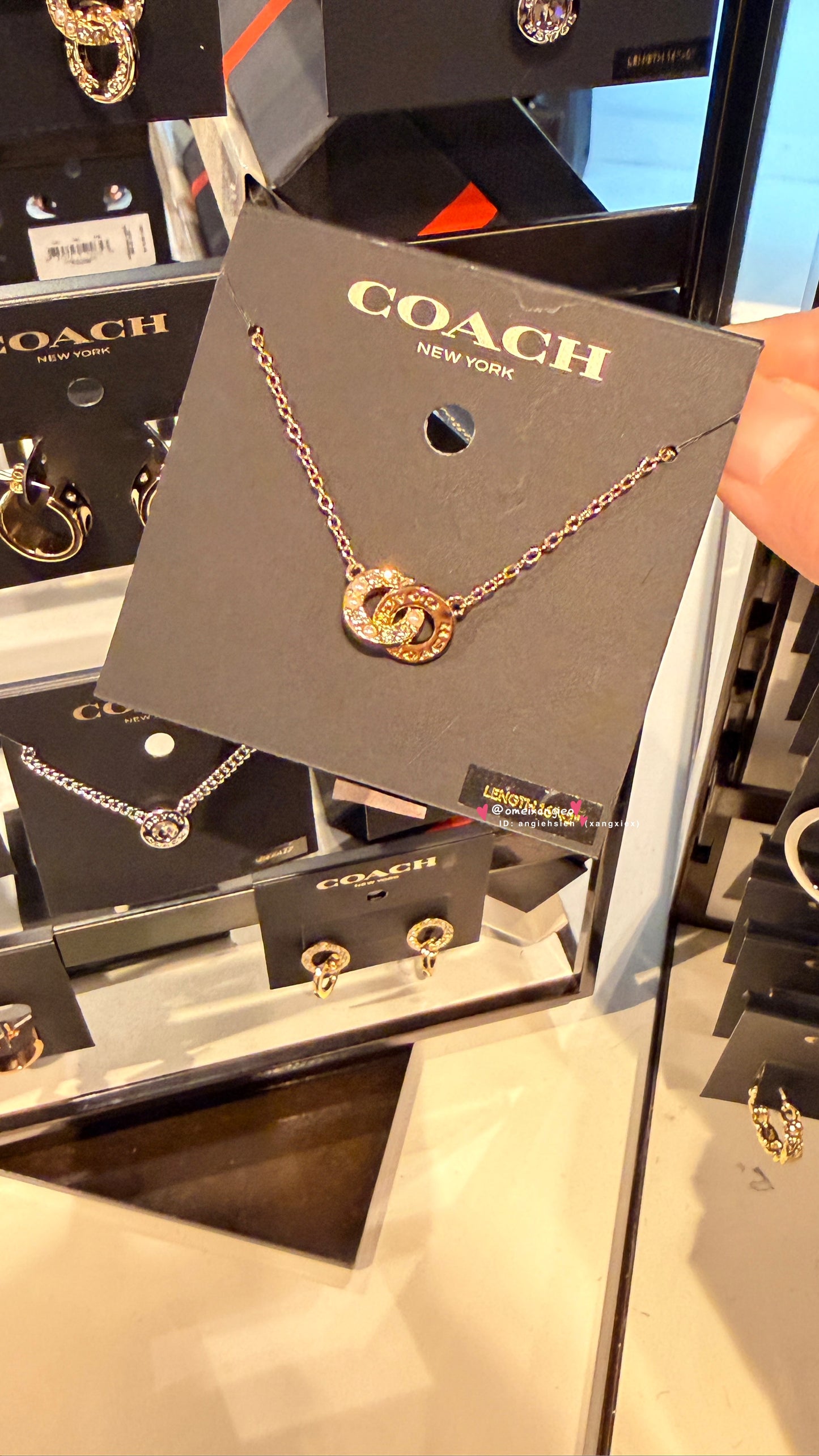 Coach 水鑽雙扣項鏈