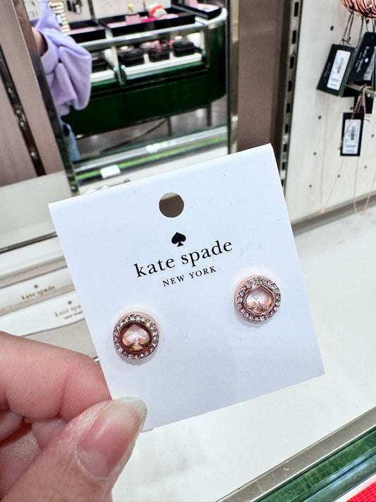 Kate Spade 簍空黑桃水鑽耳環