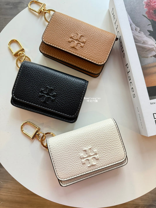 Tory Burch 荔枝皮革 零錢包卡夾掛飾