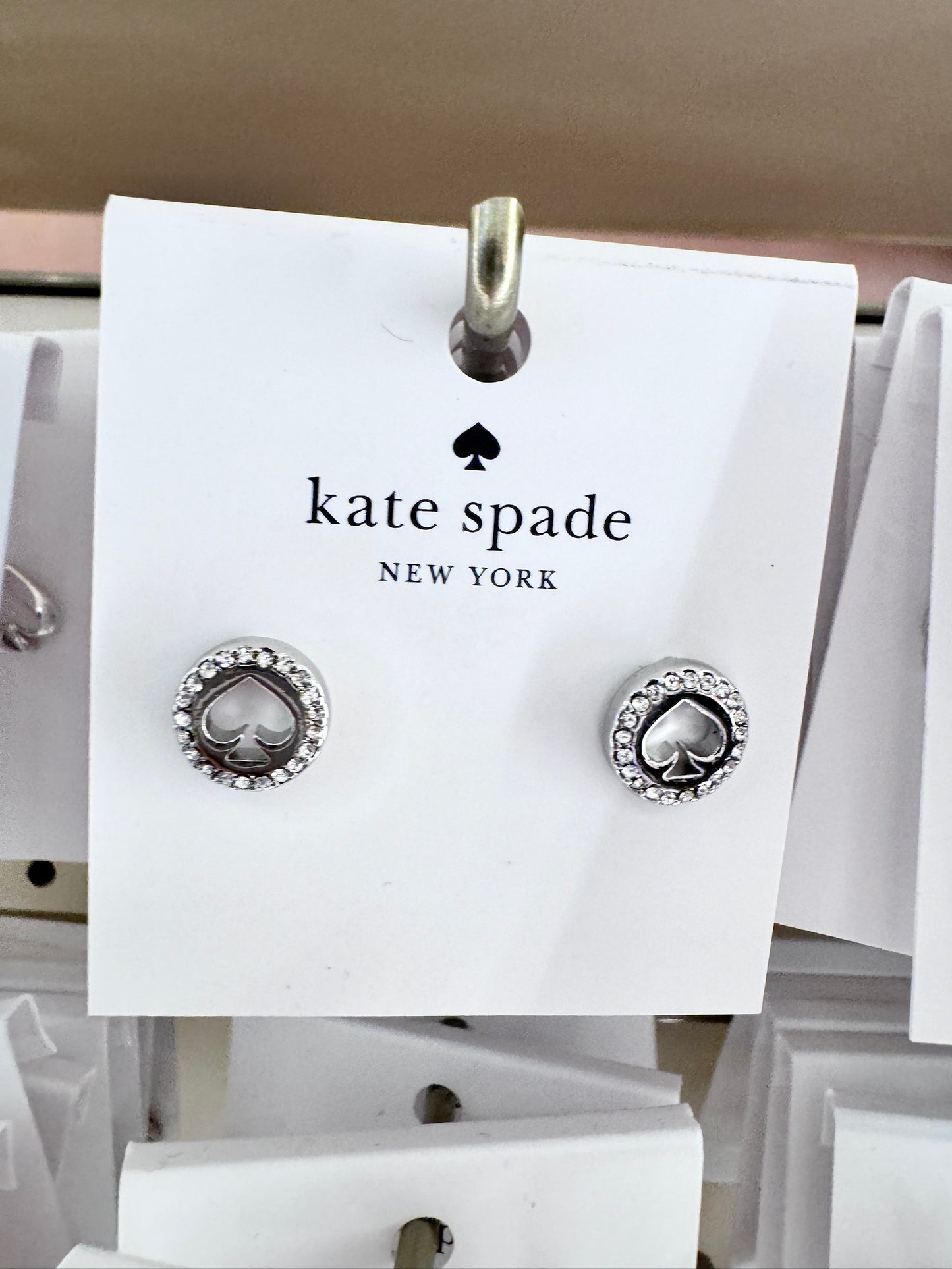 Kate Spade 簍空黑桃水鑽耳環