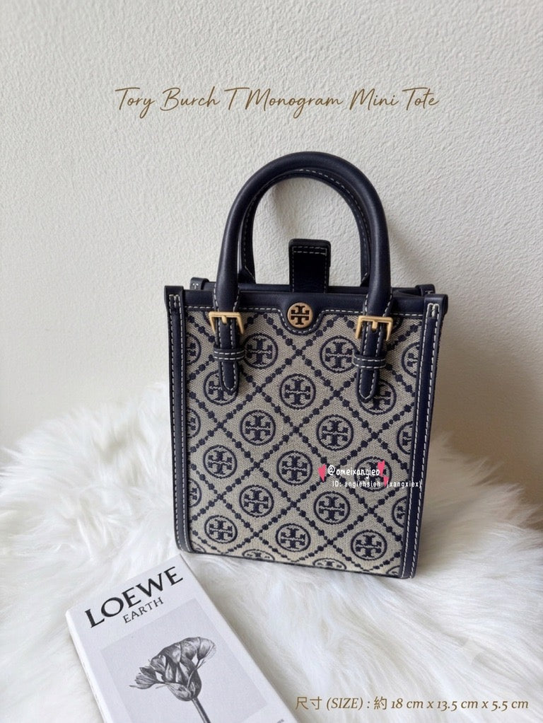 Tory Burch T Minogram Mini Tote 專櫃款 經典老花迷你托特包 琴譜包