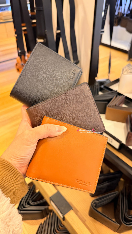 Coach 男款 荔枝皮革 卡夾可拆 短夾