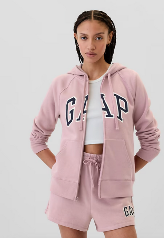 GAP 女款 淺粉色 薄款內刷毛連帽外套