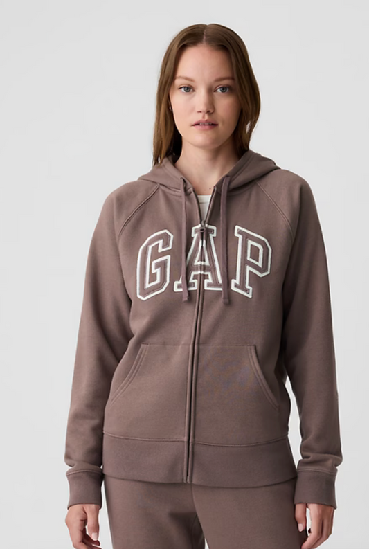 GAP 女款 咖色 薄款內刷毛連帽外套