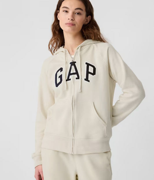 GAP 女款 米白色 薄款內刷毛連帽外套