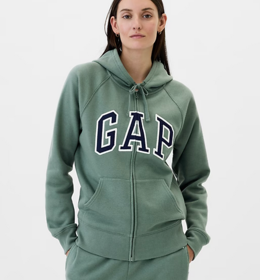 GAP 女款 綠色 薄款內刷毛連帽外套